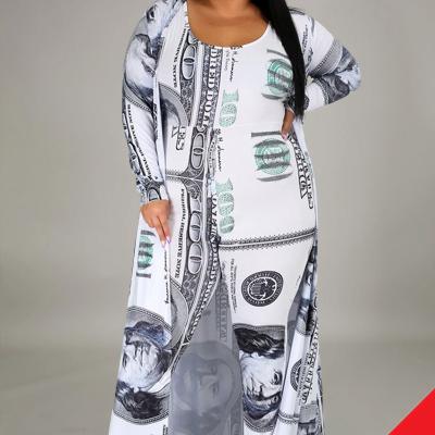 China New Dollar Bill PP035 Plus Size (RTS) Printed Jumpsuit For Women In Cape for sale