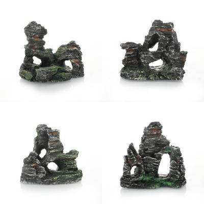 China Best Selling Simulated Viable Mini Mountain Aquarium Decoration Resin Rock Garden Aquarium Accessories for sale