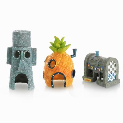 China Viable Hot Sale Cartoon Resin Opens Aquariums Accessories Pineapple House Fish And Shrimp Cave Shelter Decoration for sale