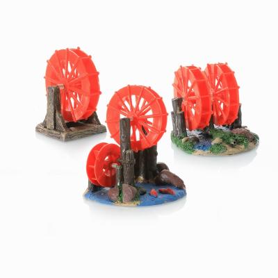 China Viable Aquarium Resin Landscape Decoration Opens Simulated Windmill Wheel Resin Aquanriums Props for sale