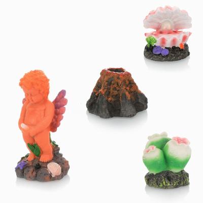 China Artificial Sea Shell Volcanic Stone Resin Viable Resin Decorations Fish Tank Aquarium Ornaments Connected Oxygen Pump for sale