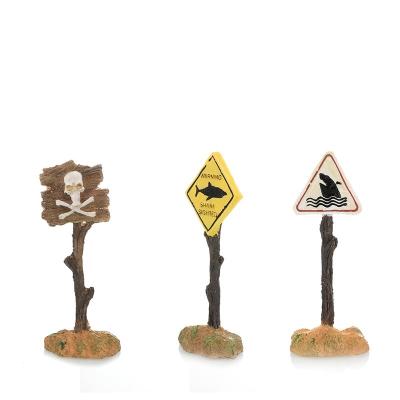 China Viable Aquarium Landscape Decoration Opens Resin Warning Sign Bottom Water Signpost Resin Aquarium Accessories for sale