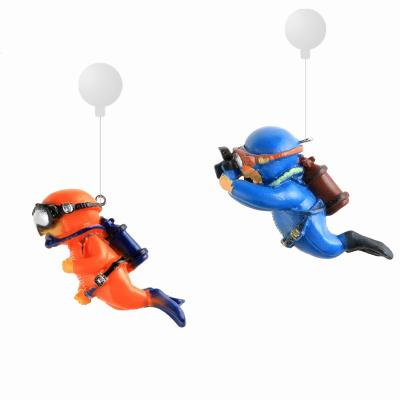 China PVC Viable Cute Doll Decorations Cartoon Sun Wukong Floating Diver Opens Resin Aquarium Accessories for sale