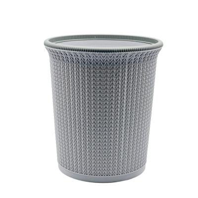 China 12L Sustainable Rattan Texture Plastic Storage Bins Buffet Rubbish Rubbish Paper Trash Bin for sale