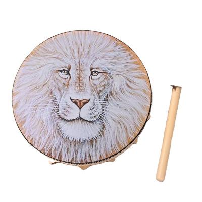 China Polyester Imitation Sheepskin Shamanic White Lion Drum 9.8 Inch Musical Instrument Percussion Shaman Tambour Basque Drum for sale