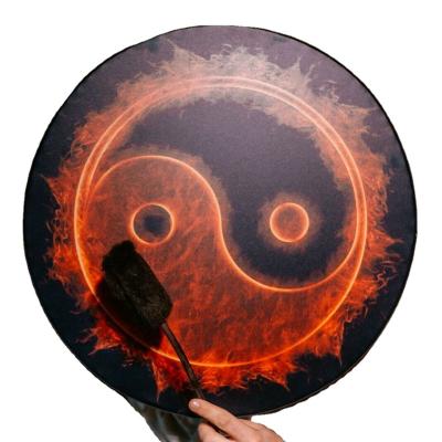 China Polyester Imitation Sheepskin Shamanic Fire Source Drum 9.8 Inch Musical Instrument Percussion Shaman Tambour Basque Drum for sale