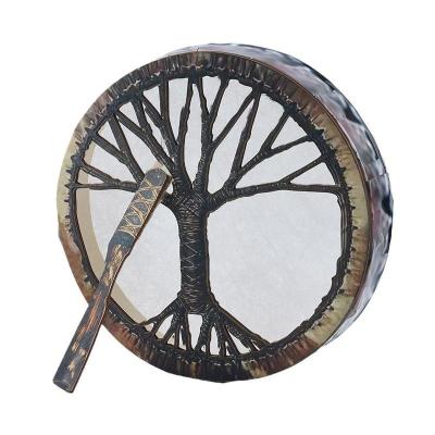 China Polyester Imitation Sheepskin Tree of Life Shamanic Drum 9.8 Inch Musical Instrument Percussion Instrument Shaman Tambourine Drum for sale