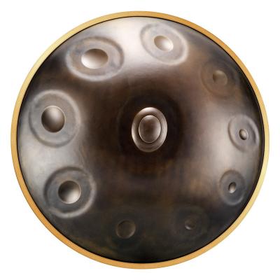 China Copper-bearing steel jingle-vintage A-10 - gold plated professional steel tongue drum hand pan handpan made at professional musical instruments factory for sale