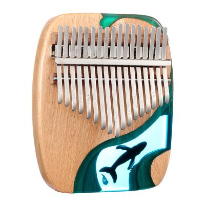 China High Quality Musical Instrument Percussion Piano Kalimba A-17 Key Beech Wood Thumb Drum Kalimba for sale