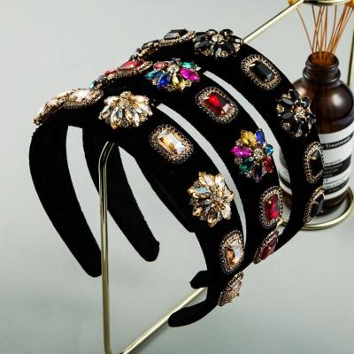 China Eco - Friendly Baroque Headband Supplier In Stock Flower Jewel Rhinestone Headband for sale