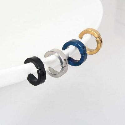 China Simple Ear Clip Nickel Free Non-Piercing Earrings Around Stainless Steel Hoop Earrings Women Men's Jewelry for sale