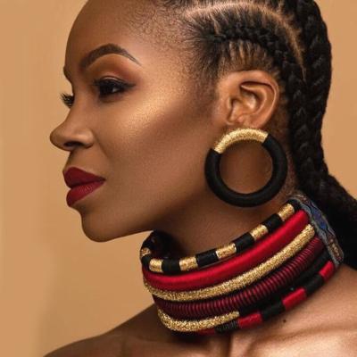 China Multilayer Braided Headscarf Jewelry Sets Eco-Friendly Exaggerated African Statement Necklace for sale