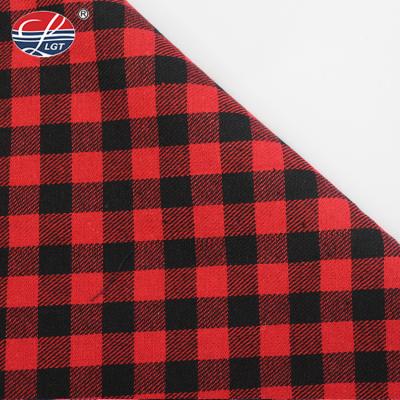 China Breathable Customized Fashion Casual Home Wear Mens Red Flannel Fil-dyed CVC Shirt Fabric for sale