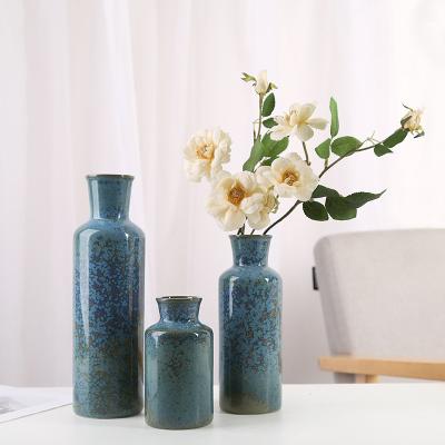 China LIVEFUN Modern Farmhouse Porcelain Flower Vases Antique Ceramic Accidental Staining Ceramic Vase Set For Home Decoration for sale