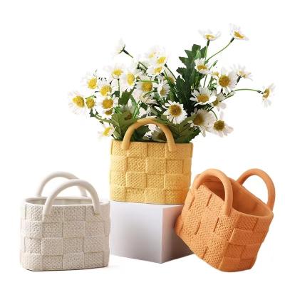 China Art Deco Livefun Creative Luxury Handbag Art Design Ceramic Vase Decoration Ornaments Matching Ceramic Vases For Flower Vase for sale