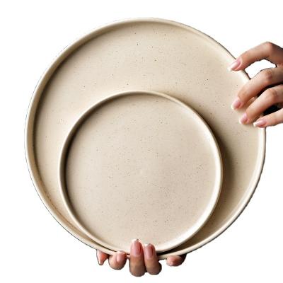 China Modern Minimalist Matte Ceramic Plate Rice Bowl Sesame Stoneware Viable Gloss Tableware Round Dish Vegetable Soup Bowl for sale