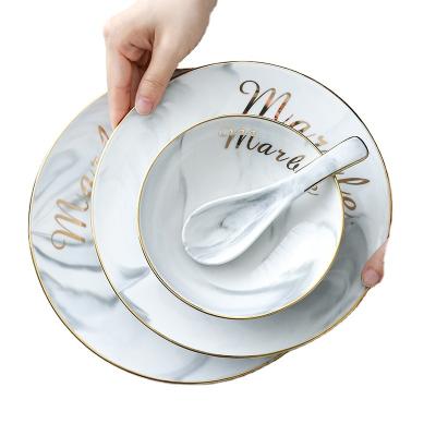 China Ceramic single bowl gold balance dinnerware set dinnerware set dim sum viable northern marbling western dish for sale