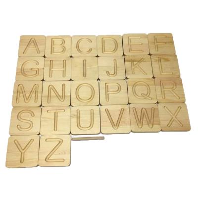 China Hot Sale Wooden Alphabet Art Board Folk Finding Double Sided With Uppercase Lowercase Letters for sale