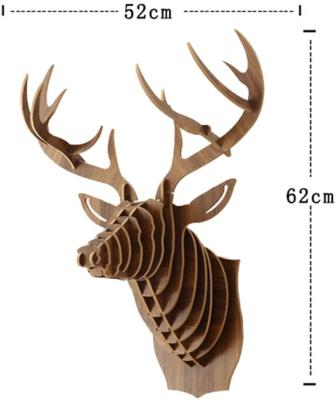 China Eco-friendly Home Puzzle Deer 3D MDF Head Wall Hanging Decoration for sale