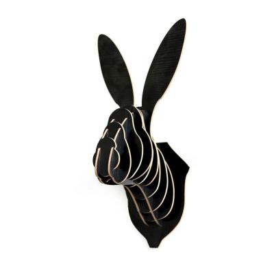 China Eco-friendly Wooden Wall Mounted Rabbit Head For Home Decor for sale