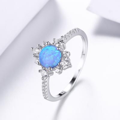 China FASHION Shiny Jewelry 925 Sterling Silver Rhodium Plated Gemstone Opal Rings For Women quality for sale