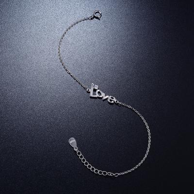 China New Fashion 925 Sterling Silver Ankle Love Charm Bracelet Foot Chain Couples Bracelets Romantic Gold Plated Jewelry For Women for sale