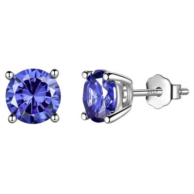 China Best TREND Jewelry 925 Sterling Silver Rhodium Plated Cz Gemstone December Birthstone Stud Earrings For Women for sale