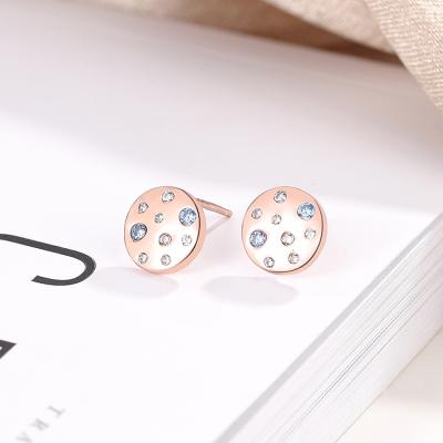 China New Fashion TRENDY 925 Sterling Silver Round Gemstone Stud Earrings Gold Plated Jewelry For Women for sale