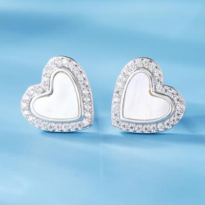 China FASHIONABLE Heart Crystal Stud Earrings For Women Sterling Silver Gold Plated Cute From Factory Wholesale 925 for sale