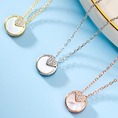 China BaoYuan TRENDY Circle 925 Sterling Silver Jewelry Necklace Chain and Heart Pendant Jewelry for Women for sale