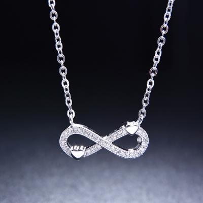 China New Products Baoyuan 925 Fashion Jewelry Infinity Heart CSE984 Sterling Silver Necklace for sale