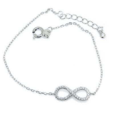 China Silver Customize Fashion Design Women Fashion Silver Infinity Bracelet for sale