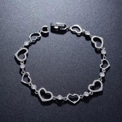 China New Products Baoyuan CZ Heart With Bracelet 925 Sterling Silver Jewelry FOR Girl CAB2829 for sale