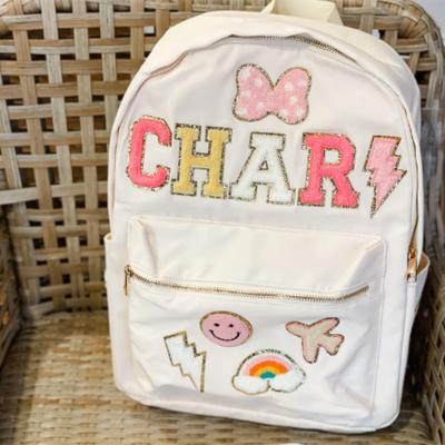 China RTS anti-theft running nylon waterproof custom letter patches custom women girls travel school bags kids backpack bag for sale