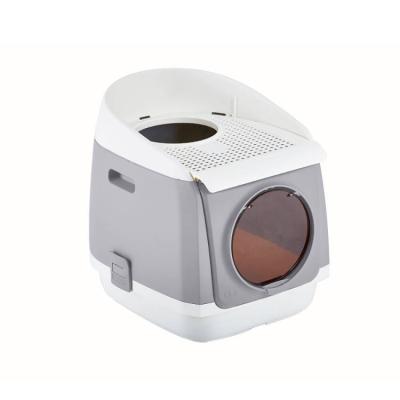 China cats & Dogs Double Door Fully Enclosed Cat Toilet Free Cabin Cat Waste Bin Anti-splash Folding for sale