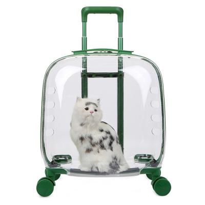 China Breathable Quality Choice Fashion And Luxury Dog Stroller Pet Suitcase With Transparent Big Wheels Space Capsule Carrier for sale