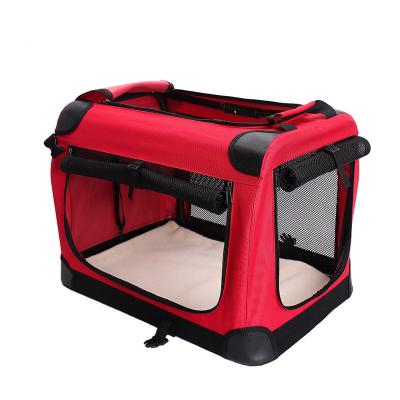 China Large Sustainable Foldable Soft Tissue Pet Carrier With Three Side View Areas And Top Skylight for sale