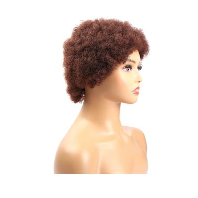 China Kinky Curl Lace Up Non Cuticle Aligned Pixie Cut Afro Wave Kinky Curly Raw Indian Brazilian Short Black Woman WIG Wholesale for sale