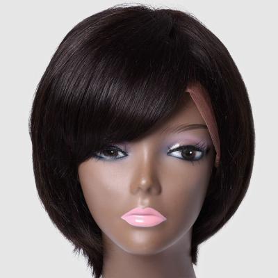 China Wholesale Good Quality Malaysian 100% Silk Body Wave Hair Short Lead Lace Front Wig With Bangs for sale