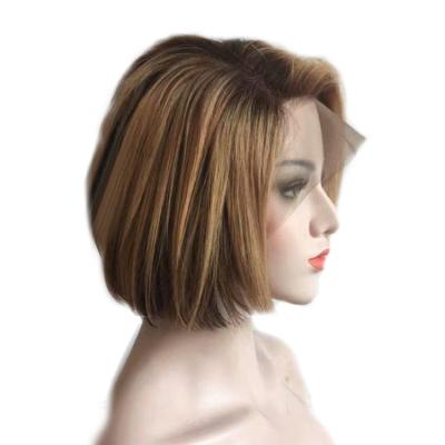 China Silky Straight Chemical Kosher Wave HQ Wigs No Short Bob Human Virgin Hair Ombre Color Lace Front Wig for sale