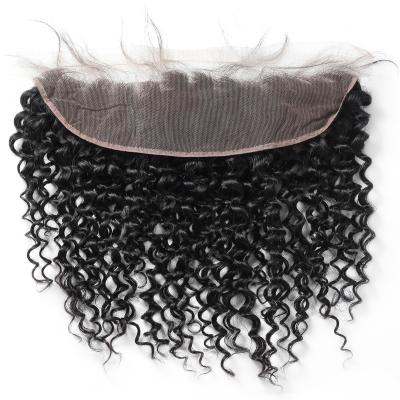 China Peruvian Kinky Curly Curly Frontal Hair Transparent Virgin Hair Piece 13X4 Virgin Ear To Ear Lace Preplucked Hairpiece Hairpiece for sale