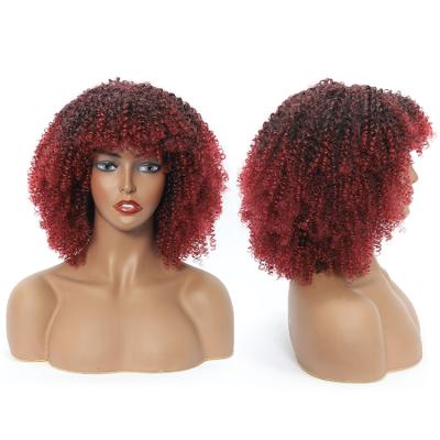 China Wholesale Jerry Curl Supplier With Big Bangs Hair Short Straight Wig For Women Natural Afro Bobo Jerry Curly Curly Synthetic Wig Color Women for sale