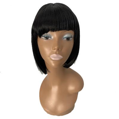 China Hot Selling Silky Straight Wave Short Lead Wigs With Bangs For Black Women Dangle Brazilian Pulled Wig Synthetic Hair Super Long Lasting Lead Wigs for sale