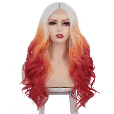 China Rose Gold Water Wave Natural Hair Long Wavy Synthetic Water Wave Wigs For Women Cosplay Daily Party Wig Heat Resistant Hairs for sale