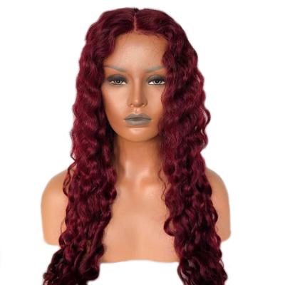 China 99j Water Wave Deep Wave Human Hair 360 Full Lace Wigs For Black Women Red Color Curly Hair Human Hair Lace Front Wigs for sale