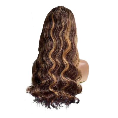 China Hot Sale Transparent Lace Front Wig, Body Wave P4/27 Hd 13x6 Lace Front Wig With Transparent, Color P4/27 Lace Front Wig For Black Women for sale