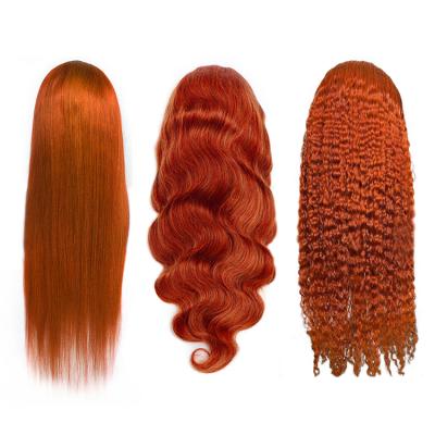 China Baby Hair Around And Body Wave Brazilian Remy Invisible Lace Frontal Ginger Pre Plucked Wig For Orange Color Lace Front Human Hair Wigs For Women for sale