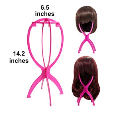 China Wholesale Price Colorful Adjustable Wig Stands Plastic Mannequin Main Stand Holder Portable WigStand 35cm x18cm Folding Wig Display Hat Folding for sale