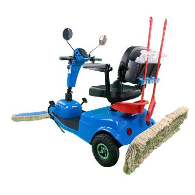 China Hotels Ride On Floor Broom Propelled Three Wheel Dust Cart Pushing Driving Commercial Broom Sweeper Hotel Dust Collector Broom Scrubber for sale