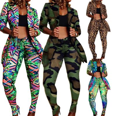 China Viable 91023-MX94 4 colors printing sehe fashion women two piece set jumpsuit for sale